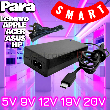 FUENTE TIP C SMART 5V 9V 12V 15V 19V 20V 3,25A 65W